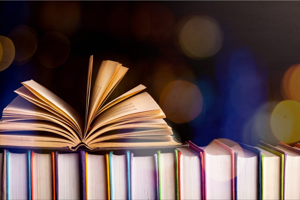 Book collection on isolated background.