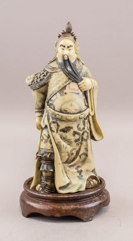 Chinese stone-carved Guan Yu sculpture.