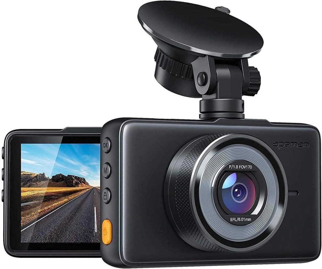 Apeman Dash Camera with windshield mount.